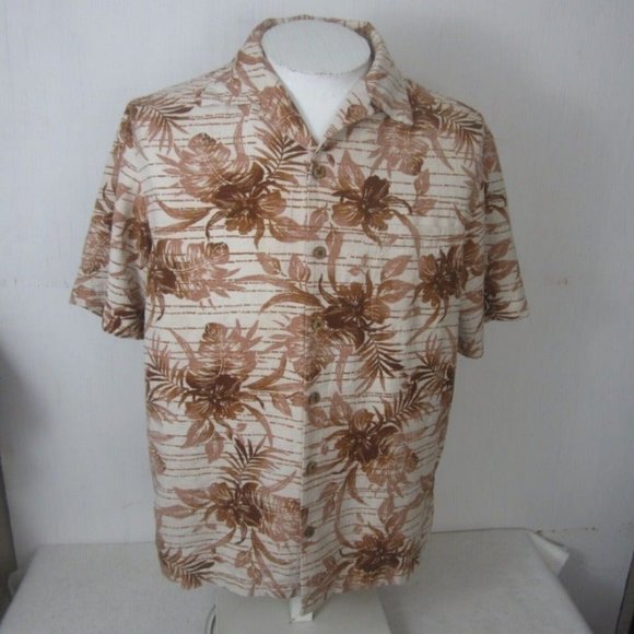 Caribbean Men Hawaiian camp shirt pit to pit 22.5 M aloha luau tropical silk - Picture 3 of 8